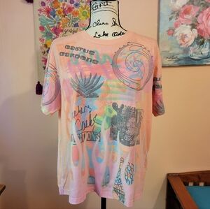 Urban Outfitters Cactus Gardens Flame Soft Tee, Pink, Orange, Boxy, NWOT, Large